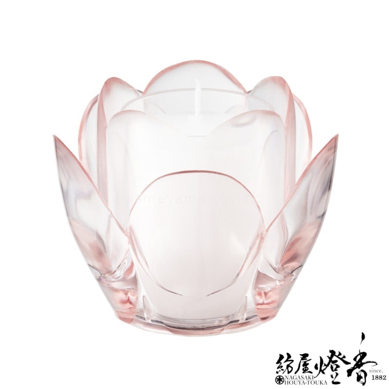 蓮華香炉 桃色 カップローソク『クリア華蓮(かれん)24【ピンク】燃焼24時間
