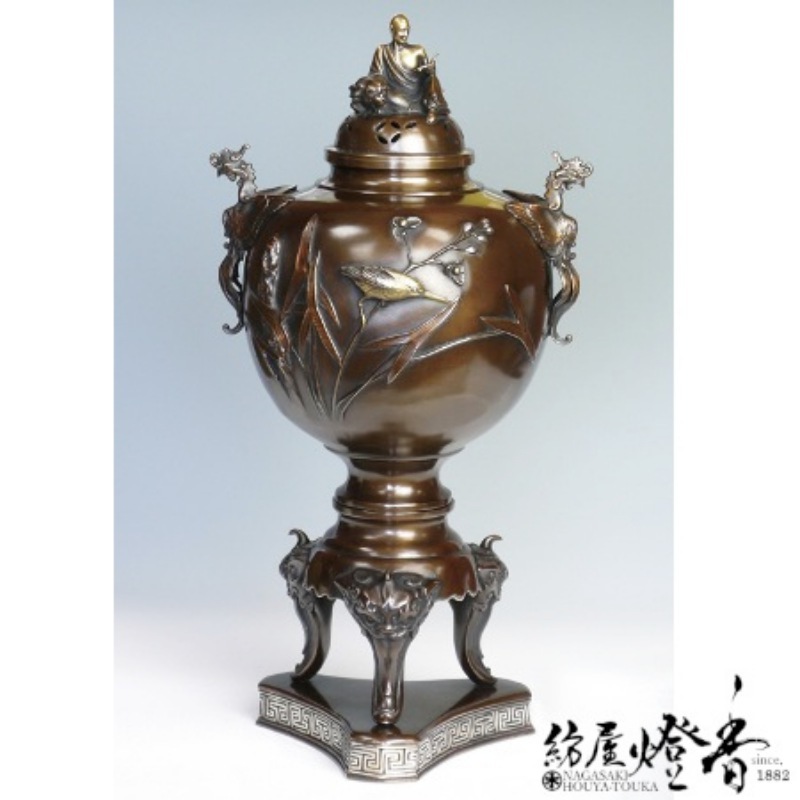 香炉/香器『高岡銅器【獅子足川蝉羅漢蓋香炉】銅製』竹中銅器 | 取扱い