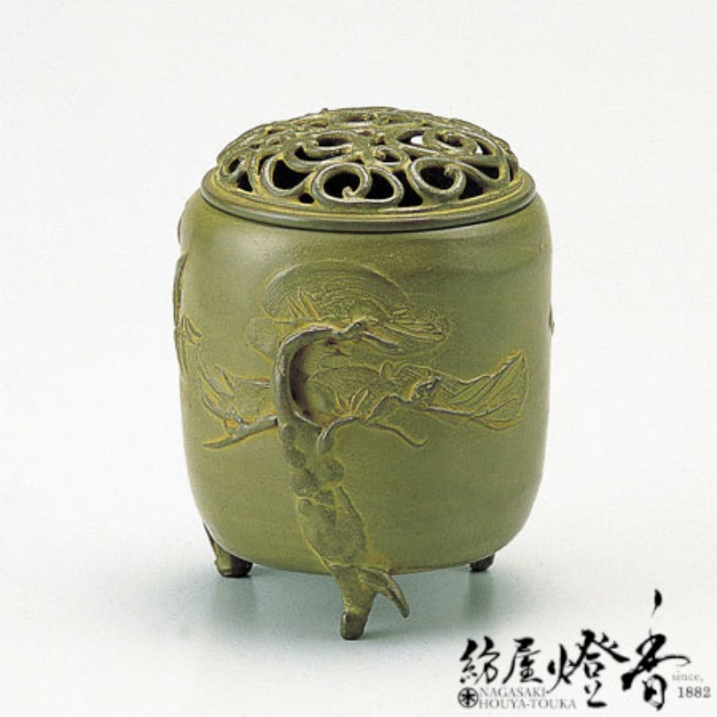 香炉/香器『高岡銅器【三友文[中]青銅色香炉】銅製/名取川雅司作』竹中 