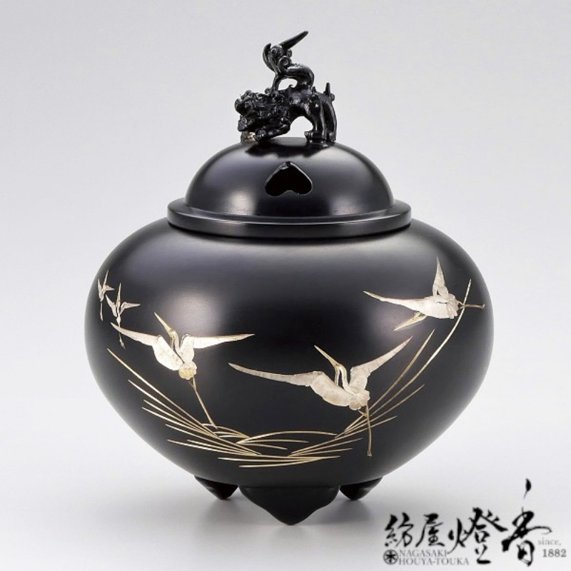高岡銅器　鋳銅製夏目型香炉　吉秀作 香炉/香器『高岡銅器【夏目型本焼朱銅色香炉】銅製/能作吉秀作