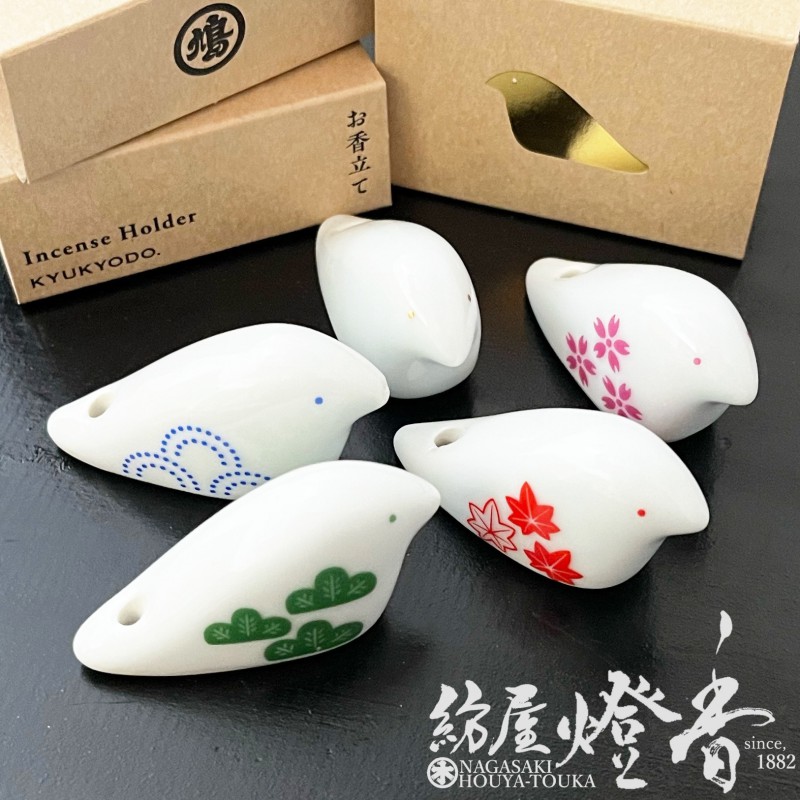 香立/香器『陶製香立・ハト(鳩)【シロ/SHIRO】紙箱[スティックタイプ用
