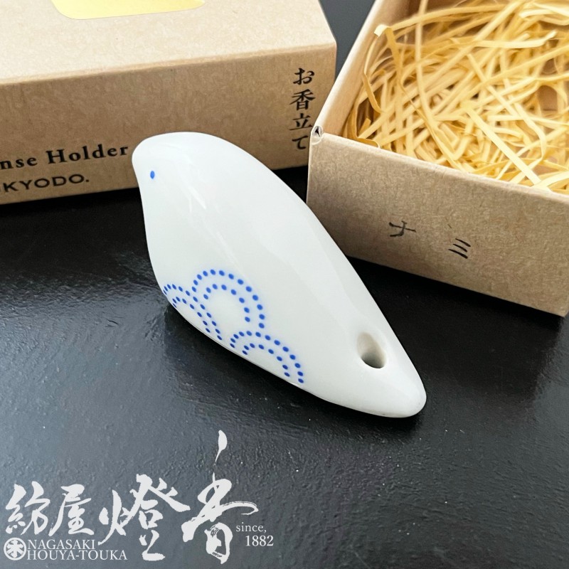 香立/香器『陶製香立・ハト(鳩)【ナミ/NAMI】紙箱[スティック