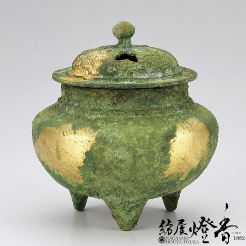 銅器 香炉 七宝透かし(*ˊ˘ˋ*)。♪:*° 香炉/香器『高岡銅器【波千鳥香炉/本金青銅色】銅製[空焚き用]』竹中