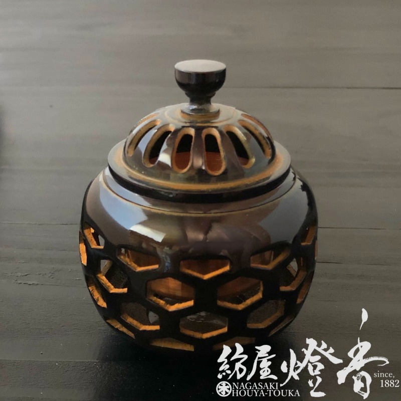 香炉/香器『高岡銅器【亀甲透香炉-KIKOUSUKEKOURO-/古手色】銅製・正晴