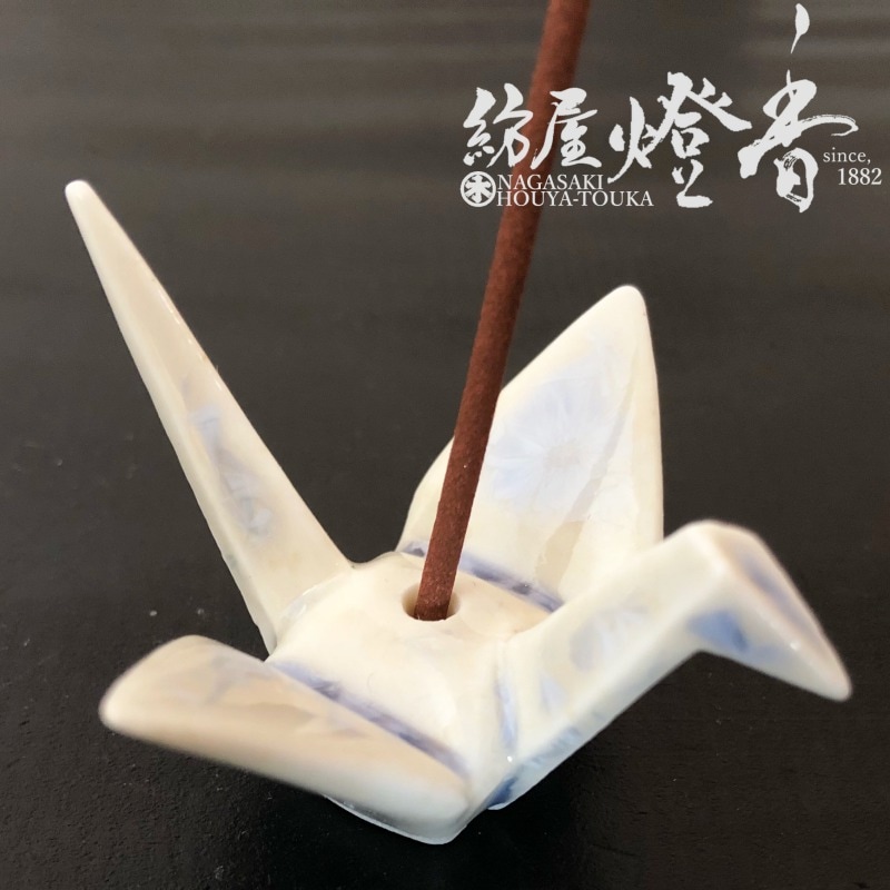 時代 京焼 大振 鶴香合 高さ約8cm 東キ7-0621☆2F 陶磁器『香立【京華釉折鶴・銀藤-GINFUJI-】陶製・スティック用[京焼