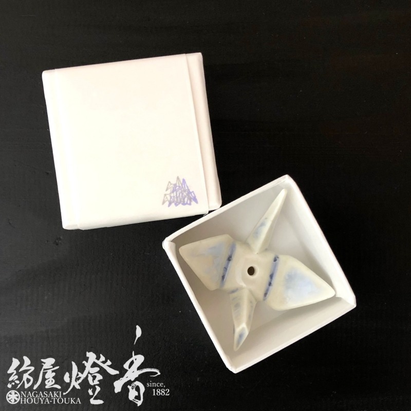 時代 京焼 大振 鶴香合 高さ約8cm 東キ7-0621☆2F 陶磁器『香立【京華釉折鶴・銀藤-GINFUJI-】陶製・スティック用[京焼