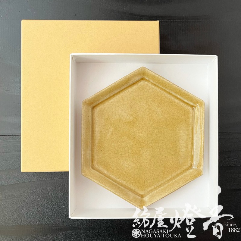 香皿/香器『六角香皿(ろっかくこうざら)【黄瀬戸(きせと)】紙箱入[瀬戸