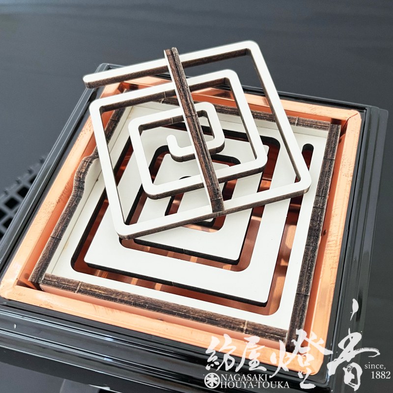 香道具『常香盤・燃香用灰押【抜き型・渦巻型】紙箱』長川仁三郎商店