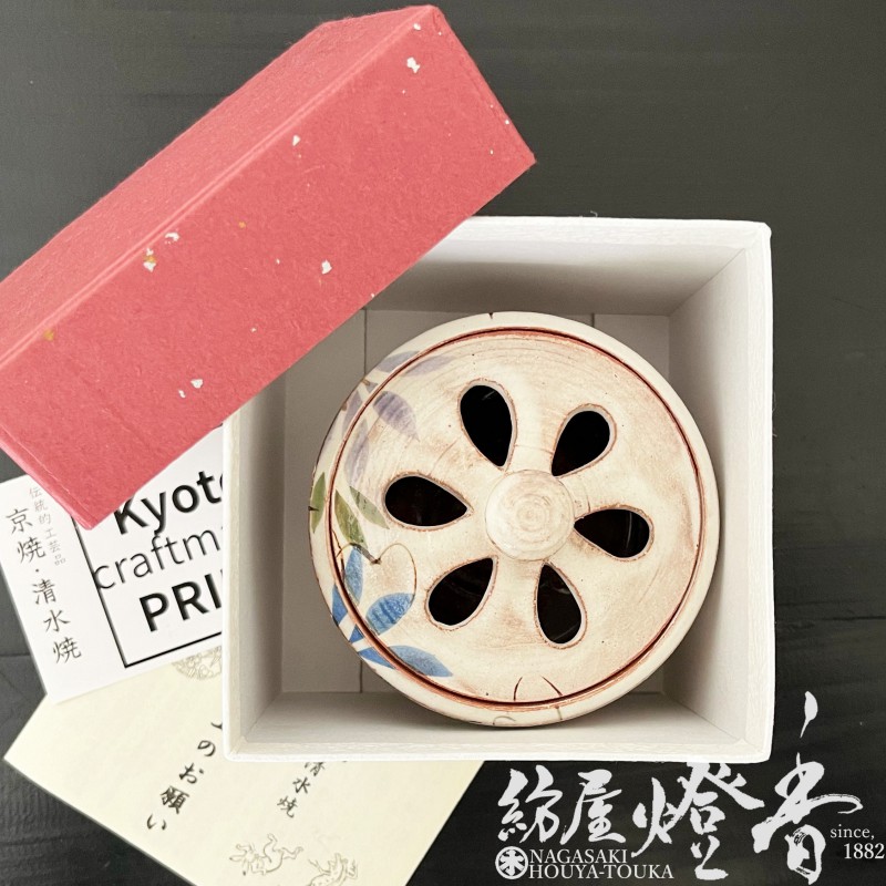 香器『香炉【乾山手鉄仙(けんざんでてっせん)】紙箱入[京焼・清水焼/俊