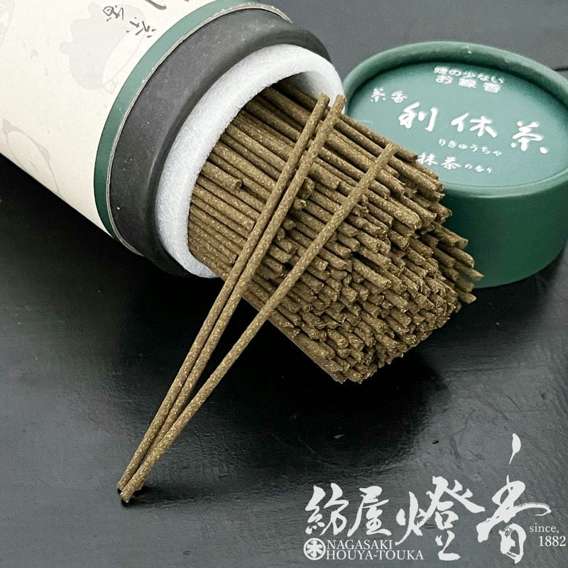 ミニ線香『抹茶の香り【利休茶(りきゅうちゃ)-ROKYUCHA-/80g】ミニ寸筒