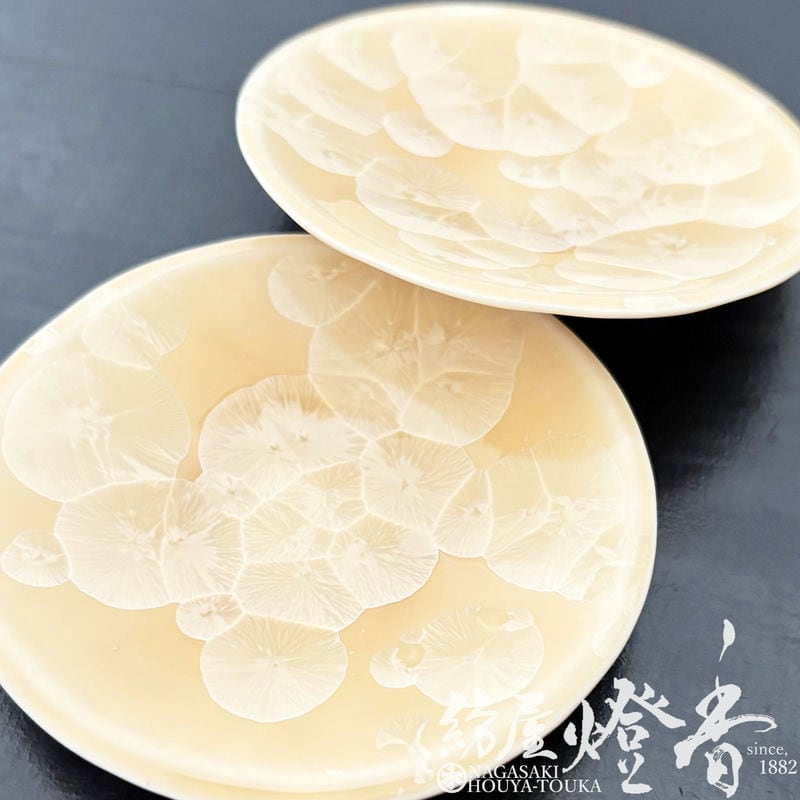 陶磁器『京華釉の艶やかな結晶の花【京華釉香皿(きょうかゆうこうさら