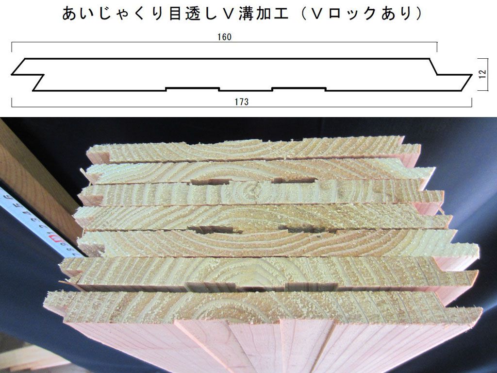 杉 壁板(羽目板) 1m あいじゃくり 目透しV溝加工(Vロックあり) 特等