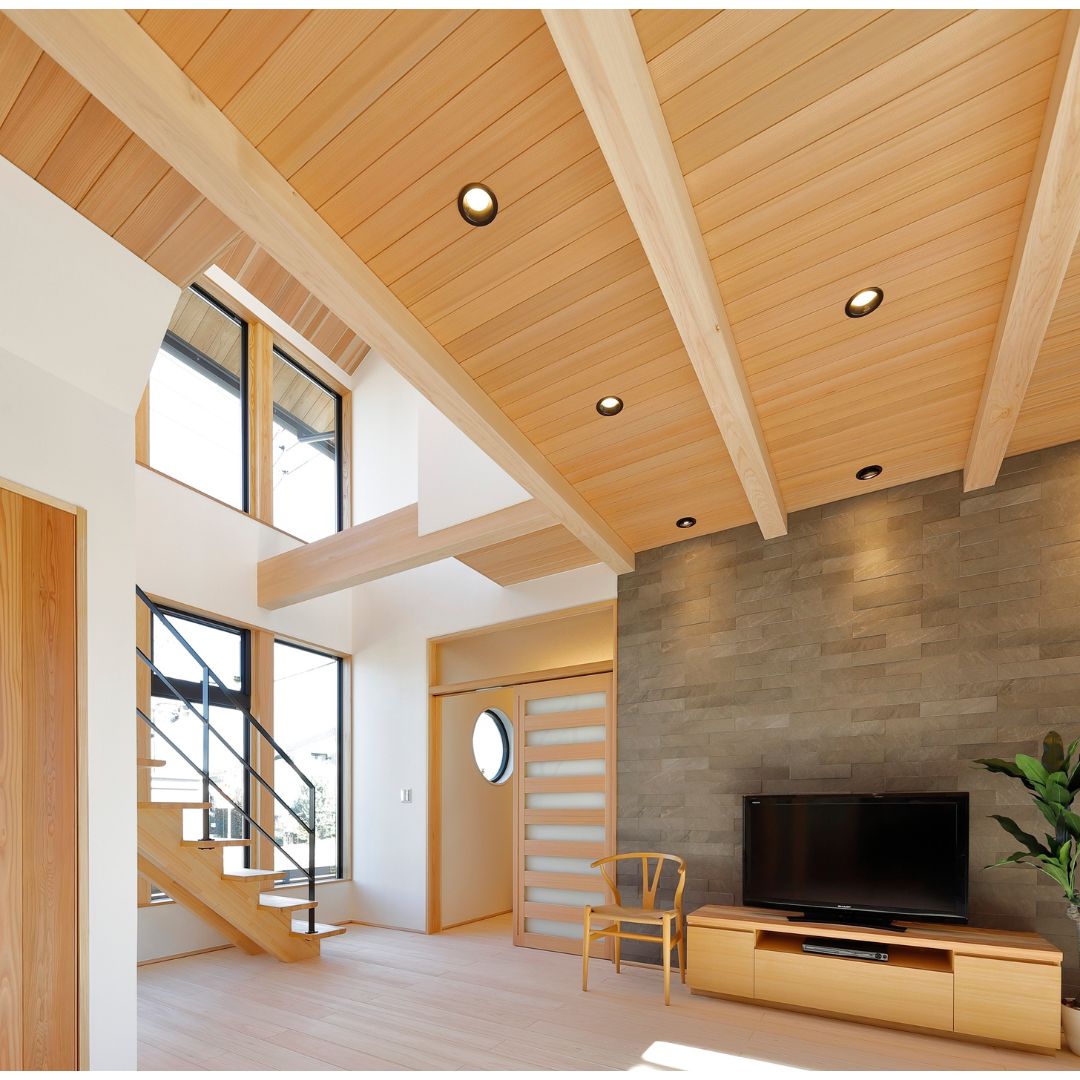 秋田杉 柾目 赤 羽目板 壁板・天井板 2m 本実V溝加工 無塗装