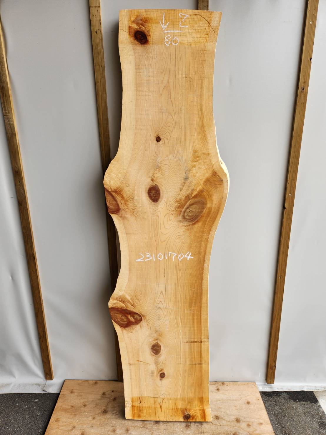 桧 耳付き 一枚板 天板 カウンター テーブル 無垢 2015×63×360mm 品番