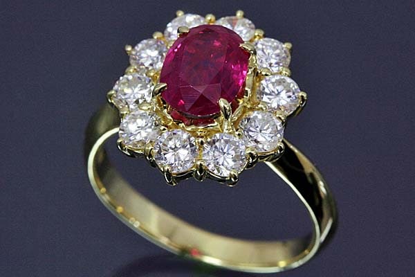 天然 ルビー ダイヤモンド リング 1.24ct k18 ¥