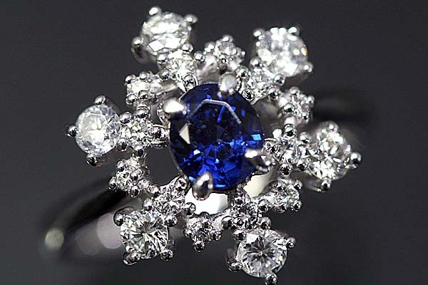天然サファイア　ダイヤモンドリング　pt900 pt900 天然サファイアダイヤモンドリング