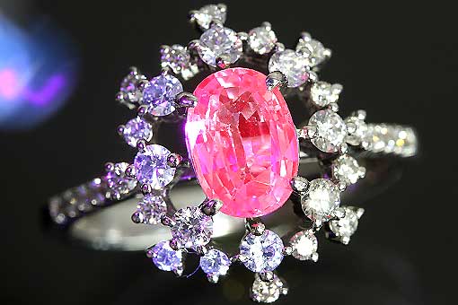 A488-18n0001【ピンクサファイア 1.17cts】K18WGダイヤリング