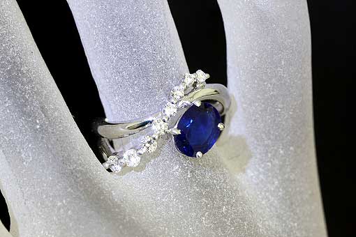 A496-18n0063【サファイア 1.48cts】K18WGダイヤモンドリング