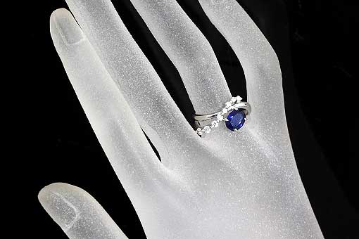 A496-18n0063【サファイア 1.48cts】K18WGダイヤモンドリング