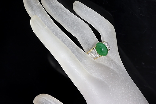 天然翡翠リング H3-17z0236【翡翠4.30cts&ダイヤ1.23cts】K18/Pt900リング