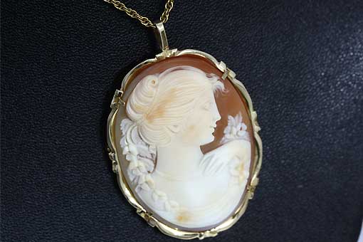 A521-19n0014【カメオ】K14ペンダントブローチ