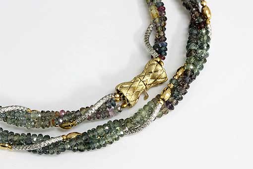 lt7-29【サファイア】K14 3連ネックレス