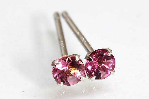 pe0122【ピンクトルマリン 3.0mm】K14WGピアス