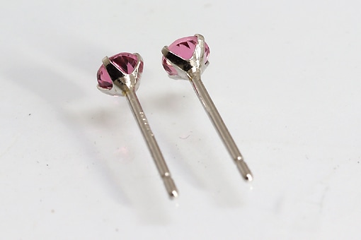 pe0122【ピンクトルマリン 3.0mm】K14WGピアス