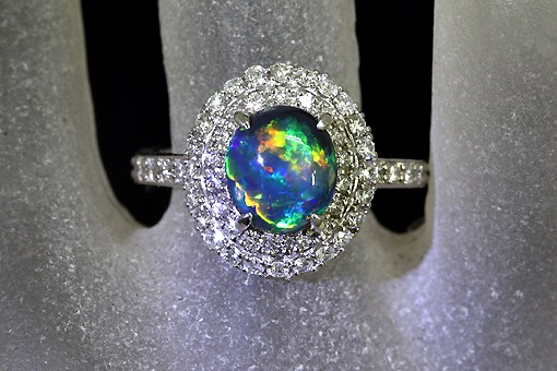 A434-18k0018【ブラックオパール 1.38cts】ダイヤモンドPt900リング A434-18k0018【ブラックオパール 1.38cts】ダイヤモンドPt900リング
