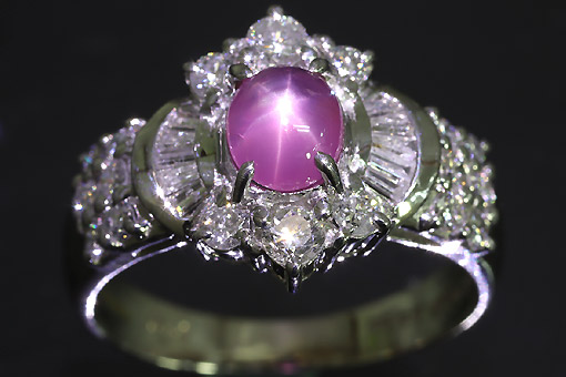 A585-25n0091【スタールビー 1.25cts】Pt900ダイヤリング