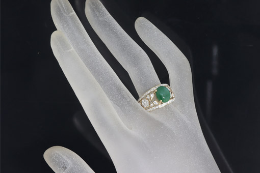 H5-25n0114【天然翡翠&ダイヤモンド】K18リング