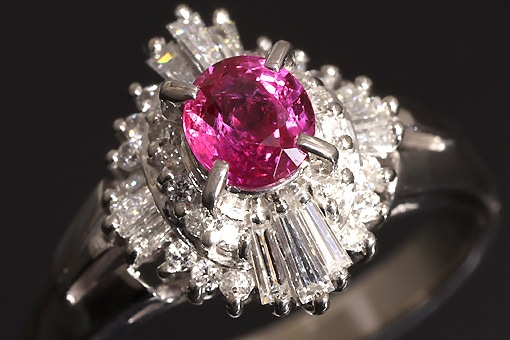 A586-25n0257【ルビー0.48cts】Pt900ダイヤモンドリング