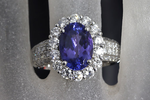 S1-j028-52【タンザナイト 3.69cts】Pt900ダイヤモンドリング