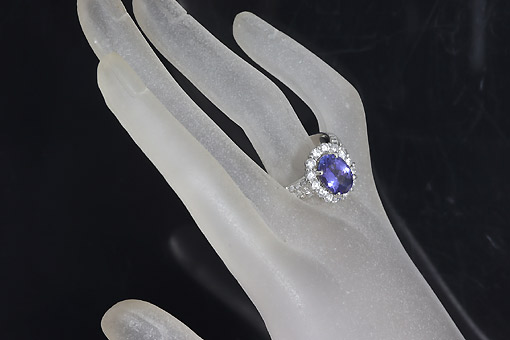 S1-j028-52【タンザナイト 3.69cts】Pt900ダイヤモンドリング