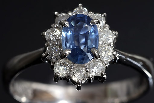 A579-23n0080【サファイア 0.53cts】P900ダイヤモンド入りリング