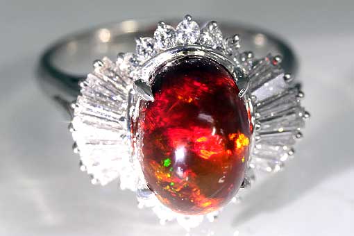 オパールとダイヤモンドリングセット　Pt900 A423-16n0030【Bigオパール＆ダイヤモンド】Pt900リング