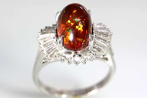 A423-16n0030【Bigオパール＆ダイヤモンド】Pt900リング