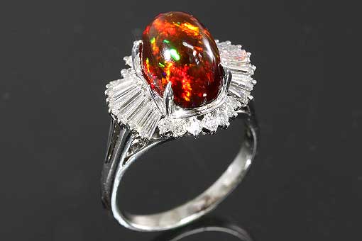 オパールとダイヤモンドリングセット　Pt900 A423-16n0030【Bigオパール＆ダイヤモンド】Pt900リング