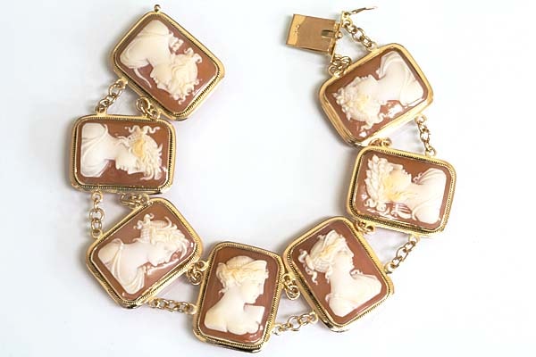 A303-14z0277【7つのカメオ】K18ブレスレット