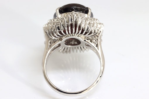 A586-25n0318【ガーネット 15.34cts】Pt900ダイヤモンドリング