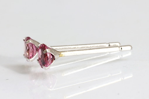 pe0122【ピンクトルマリン 3.0mm】K14WGピアス