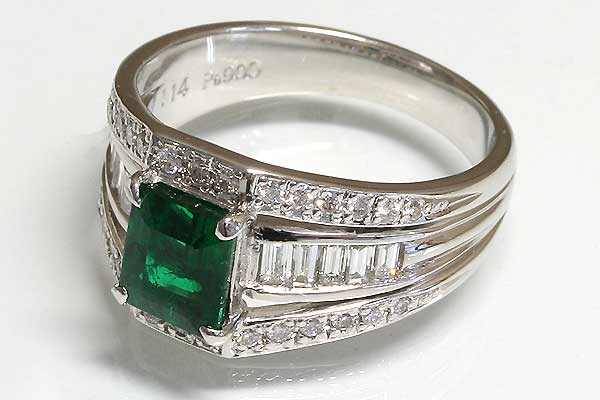 Kn-1【エメラルド1.14cts】ダイヤ入プラチナリング
