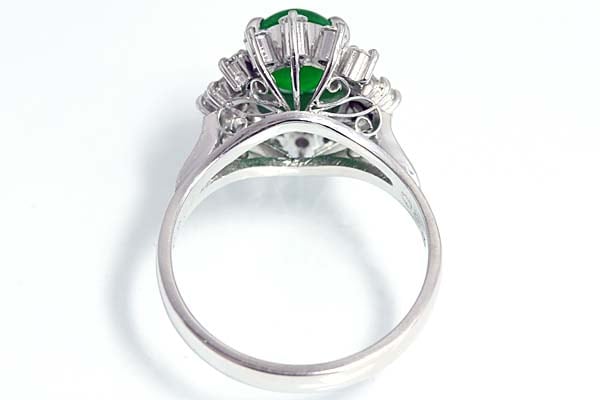 A326-14z0504【翡翠】ダイヤPt850セミアンティークリング