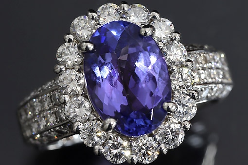 S1-j028-52【タンザナイト 3.69cts】Pt900ダイヤモンドリング