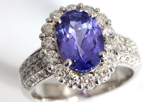 S1-j028-52【タンザナイト 3.69cts】Pt900ダイヤモンドリング
