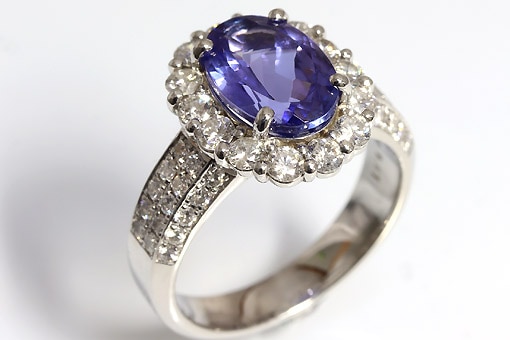 S1-j028-52【タンザナイト 3.69cts】Pt900ダイヤモンドリング