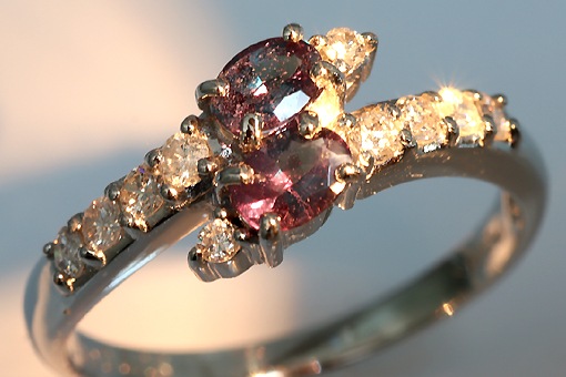 Pt900 分厚く アレキサンドライト ダイヤモンド リング #13 