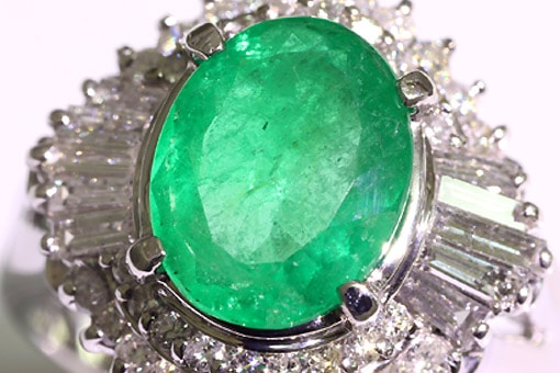 エメラルド様 H4-18z0145【エメラルド 2.12cts】Pt900ダイヤモンドリング