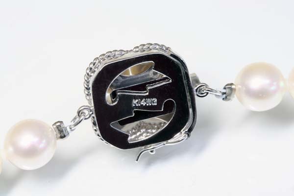 A314-14z0415【あこや真珠】K14WGネックレス