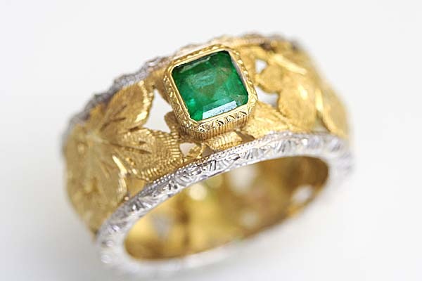 専用　フィレンツェ彫りk18＆PT900ルビー、エメラルド、ダイヤリング Emerald Pt900/K18エメラルド ダイヤモンドリング (NO.48443-B) – JEX